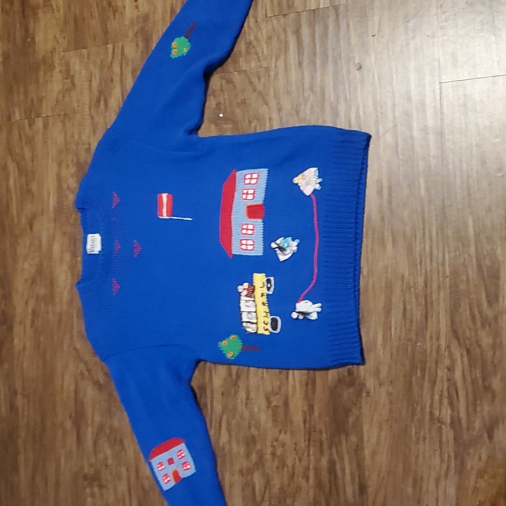 Vanari blue Sweater Cotton Vintage 3D made in Peru